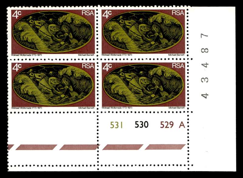 RSA 1973/06/02 Bicentenary of Rescue by Wolraad Woltemade 4c Cyl No 531 530 529A