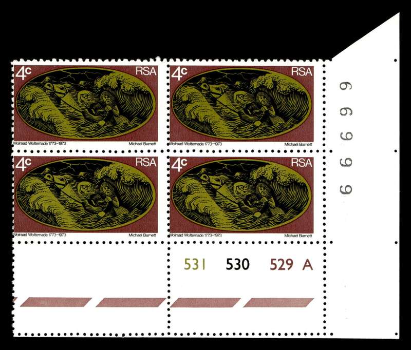 RSA 1973/06/02 Bicentenary of Rescue by Wolraad Woltemade 4c Cyl No 531 530 529A