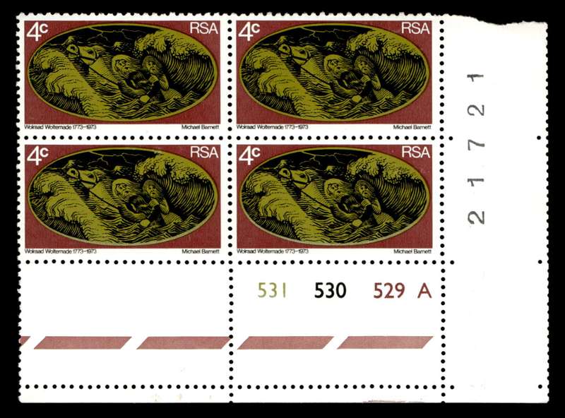 RSA 1973/06/02 Bicentenary of Rescue by Wolraad Woltemade 4c Cyl No 531 530 529A