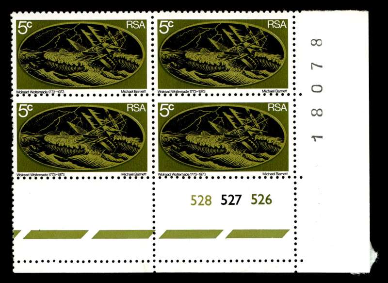 RSA 1973/06/02 Bicentenary of Rescue by Wolraad Woltemade 5c Cyl No 528 527 526