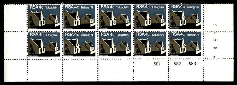 RSA 1974/03/14 Restoration of Tulbagh 4c Cyl No 580 581 582 583 *10 stamps