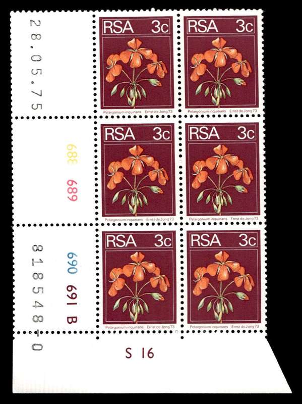 RSA 1975/05/28 2nd Definitive Issue 3c Cyl No 688 689 690 691B