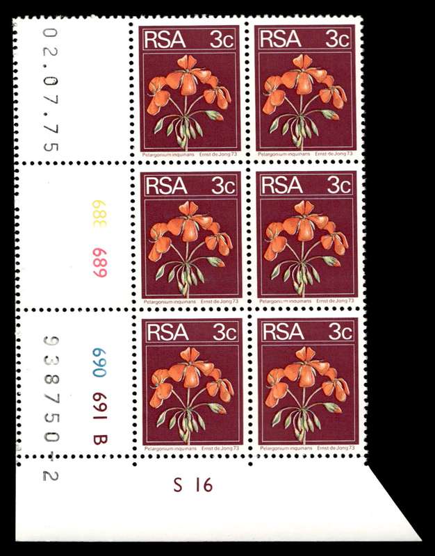 RSA 1975/07/02 2nd Definitive Issue 3c Cyl No 688 689 690 691B