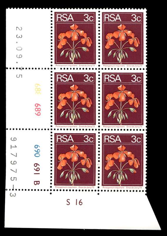RSA 1975/09/23 2nd Definitive Issue 3c Cyl No 688 689 690 691B