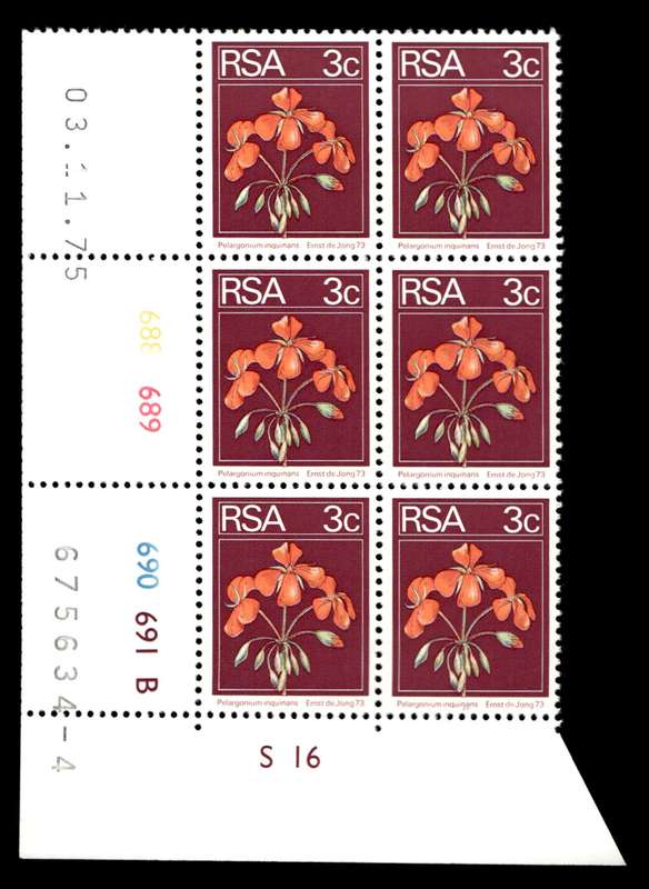 RSA 1975/11/03 2nd Definitive Issue 3c Cyl No 688 689 690 691B
