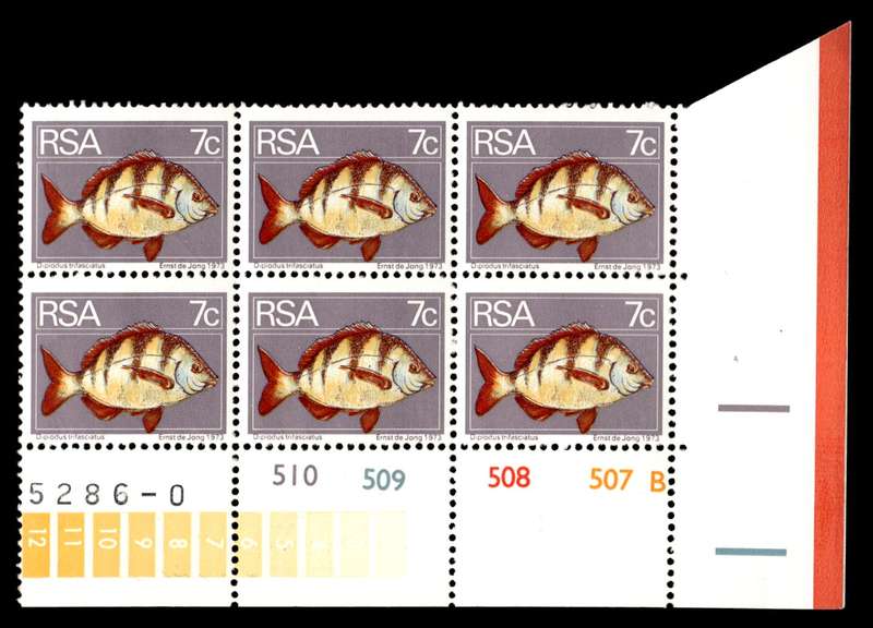 RSA 2nd Definitive Issue 7c Cyl No 510 509 508 507B