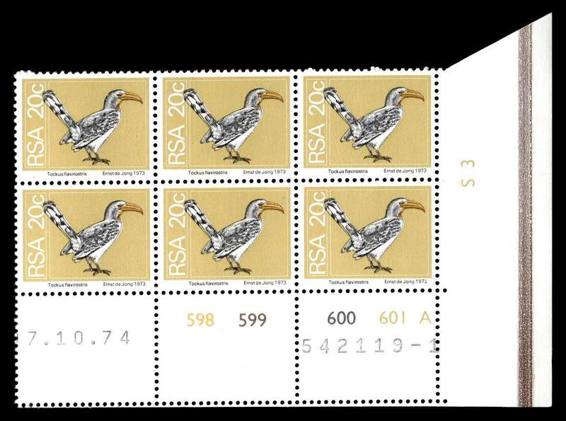 RSA 1974/10/07 2nd Definitive Issue 20c Cyl No 598 599 600 601A