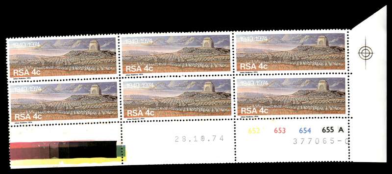 RSA 1974/10/28 25th Anniversary of Voortrekker Monument 4c Cyl no 652 653 654 655A