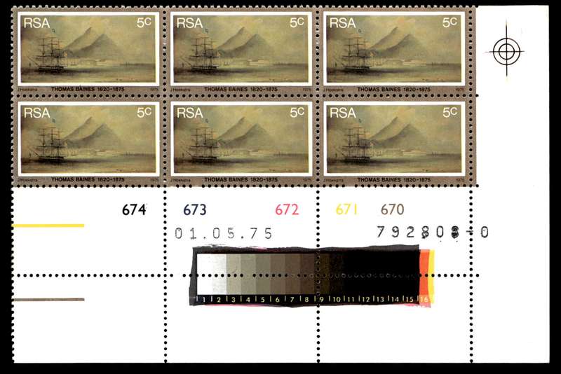 RSA 1975/05/01 Death Centenary of Thomas Baines 5c Control Blocks