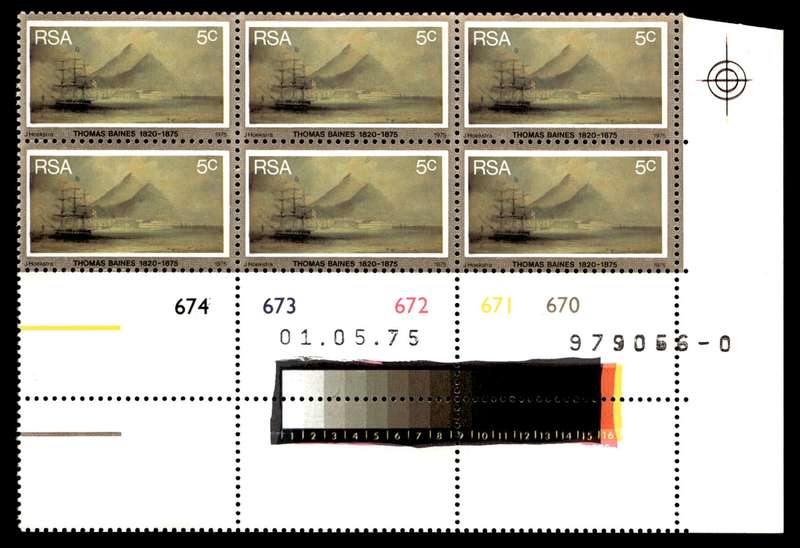 RSA 1975/05/01 Death Centenary of Thomas Baines 5c Control Blocks