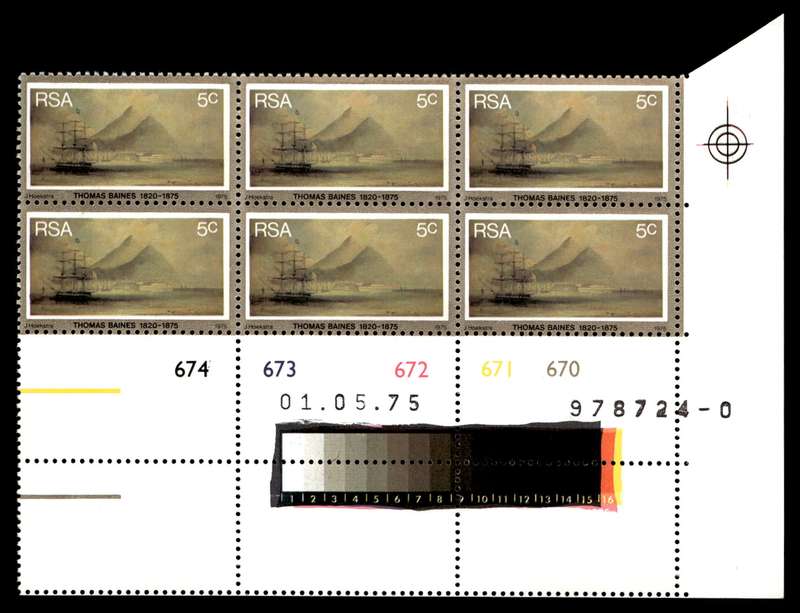 RSA 1975/05/01 Death Centenary of Thomas Baines 5c Control Blocks