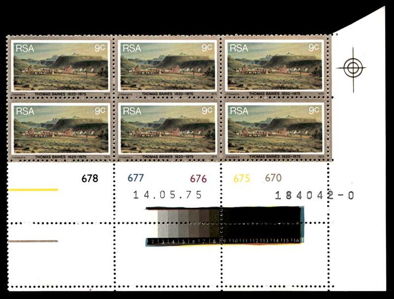 RSA 1975/05/14 Death Centenary of Thomas Baines 9c Control Blocks