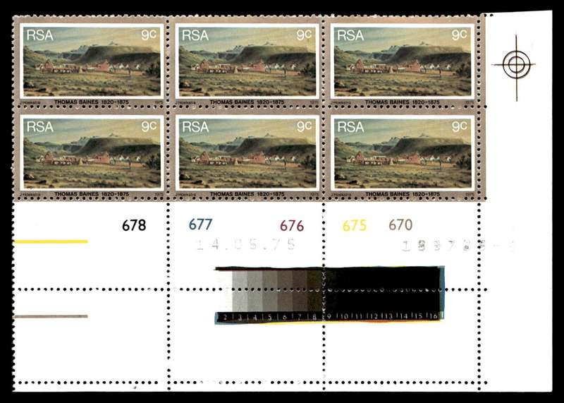 RSA 1975/05/14 Death Centenary of Thomas Baines 9c Control Blocks