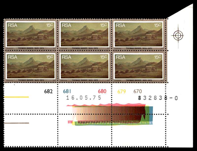 RSA 1975/05/16 Death Centenary of Thomas Baines 15c Control Blocks