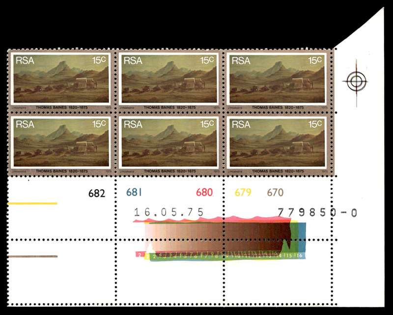 RSA 1975/05/16 Death Centenary of Thomas Baines 15c Control Blocks