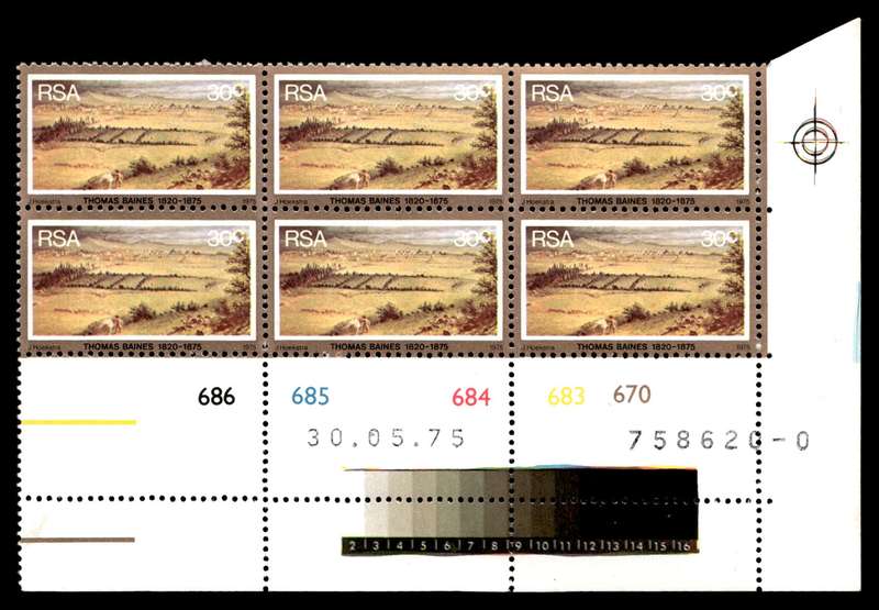RSA 1975/05/30 Death Centenary of Thomas Baines 30c Control Blocks