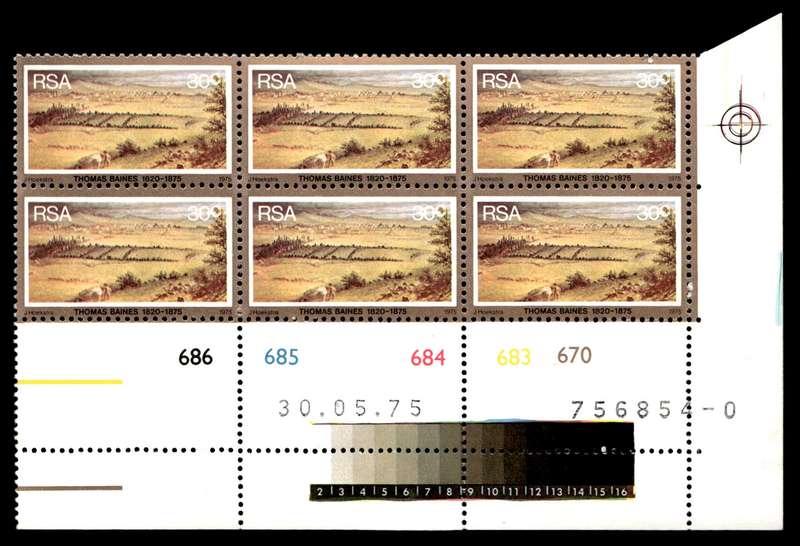 RSA 1975/05/30 Death Centenary of Thomas Baines 30c Control Blocks