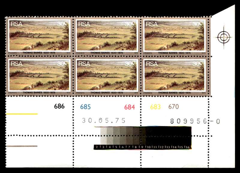 RSA 1975/05/30 Death Centenary of Thomas Baines 30c Control Blocks