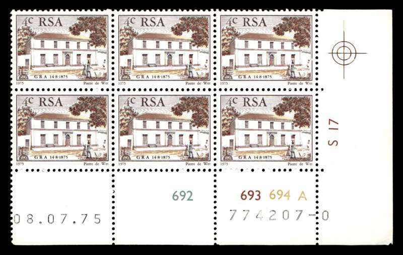 RSA 1975/07/08 Centenary of "Genootskap van Regte Afrikaaners" 4c Cyl no 692 693 694A