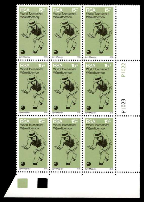 RSA 1976/02/18 World Bowls Championships 15c Bowling Control Blocks *9 stamps
