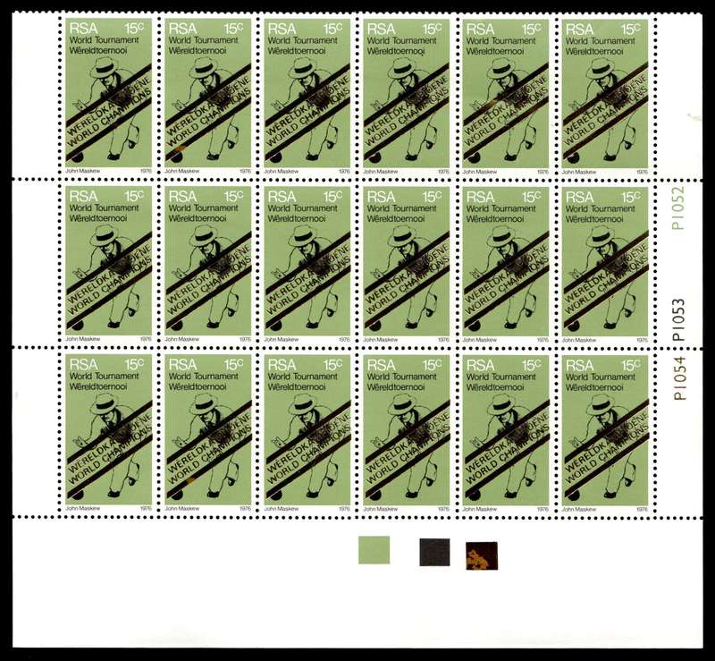 RSA 1976/04/06 S.A. Winners of World Bowls Championship Gold Overprint Control Blocks * 18 stamps