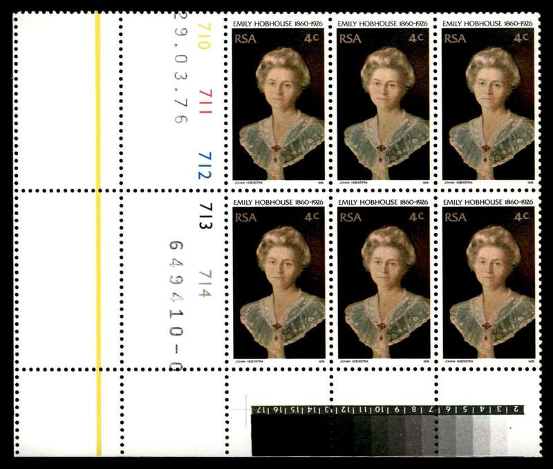 RSA 1976/03/29 50th Death Anniversary of Emily Hobhouse 4c Cyl No 710 711 712 712 714