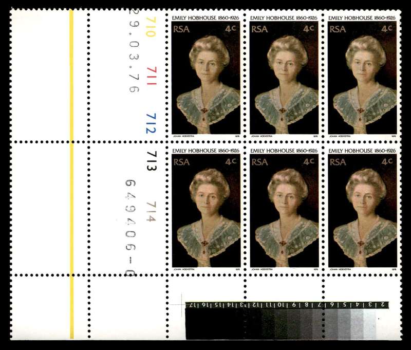 RSA 1976/03/29 50th Death Anniversary of Emily Hobhouse 4c Cyl No 710 711 712 712 714