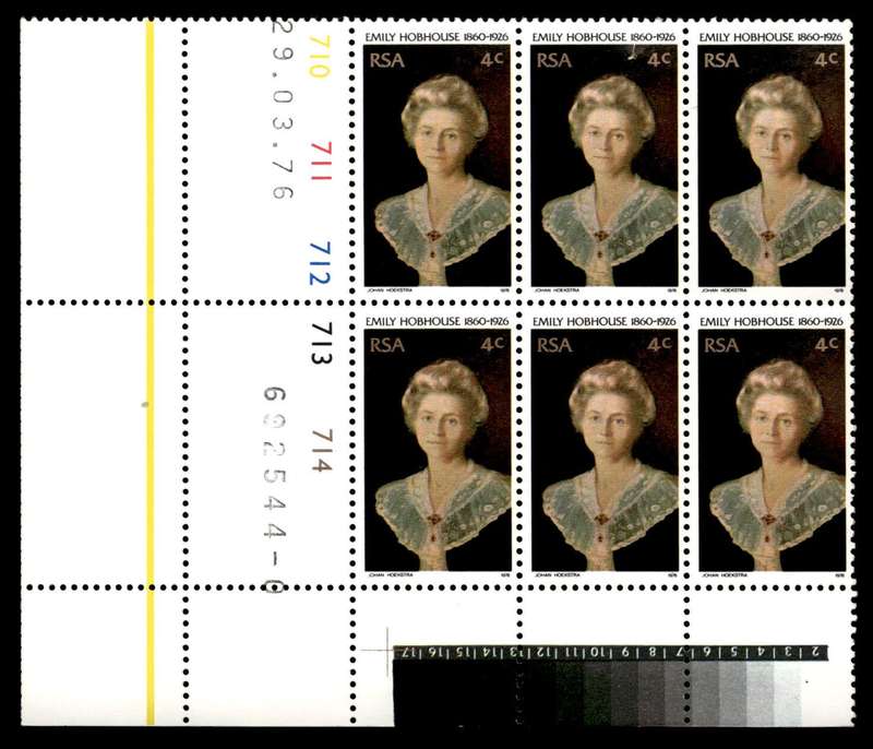 RSA 1976/03/29 50th Death Anniversary of Emily Hobhouse 4c Cyl No 710 711 712 712 714