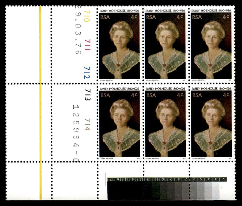 RSA 1976/03/29 50th Death Anniversary of Emily Hobhouse 4c Cyl No 710 711 712 712 714