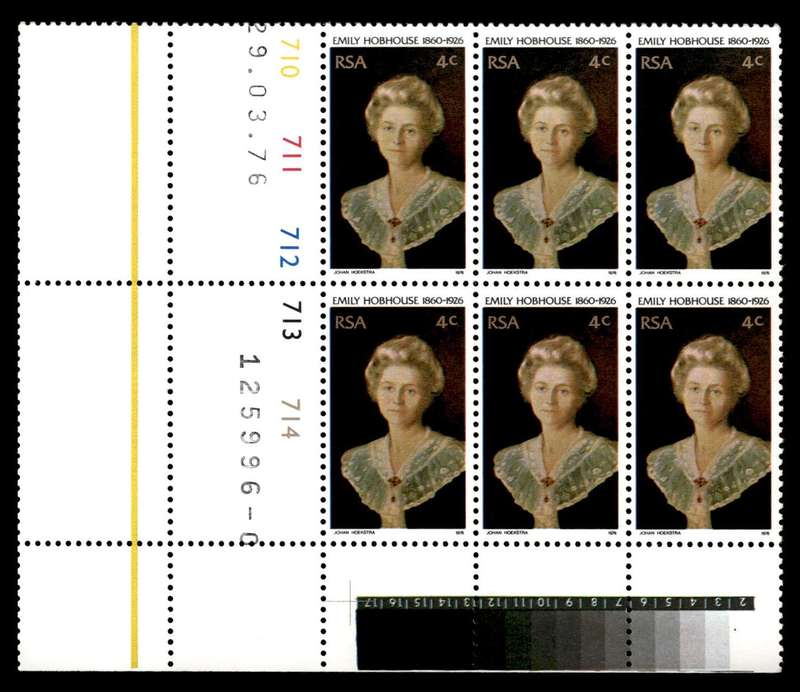 RSA 1976/03/29 50th Death Anniversary of Emily Hobhouse 4c Cyl No 710 711 712 712 714