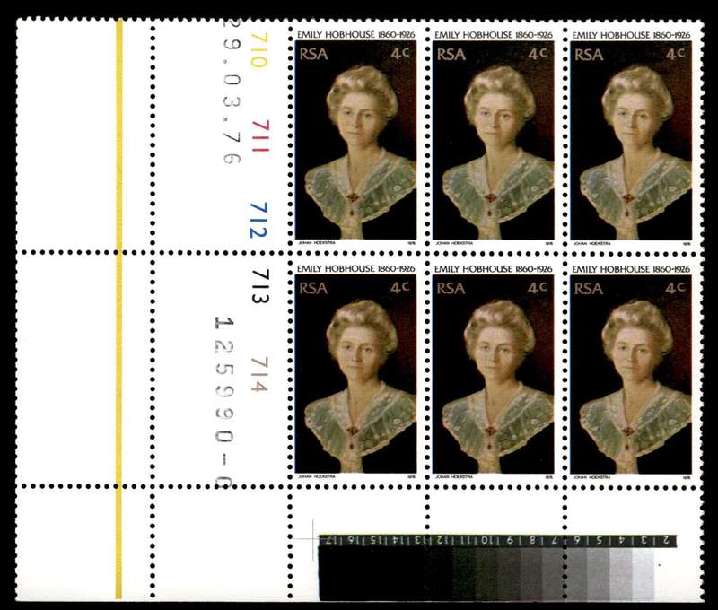 RSA 1976/03/29 50th Death Anniversary of Emily Hobhouse 4c Cyl No 710 711 712 712 714