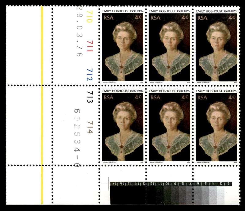 RSA 1976/03/29 50th Death Anniversary of Emily Hobhouse 4c Cyl No 710 711 712 712 714
