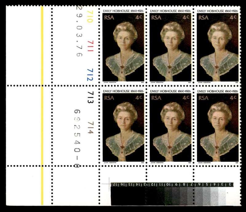 RSA 1976/03/29 50th Death Anniversary of Emily Hobhouse 4c Cyl No 710 711 712 712 714