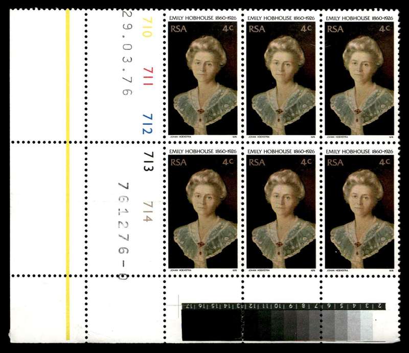 RSA 1976/03/29 50th Death Anniversary of Emily Hobhouse 4c Cyl No 710 711 712 712 714