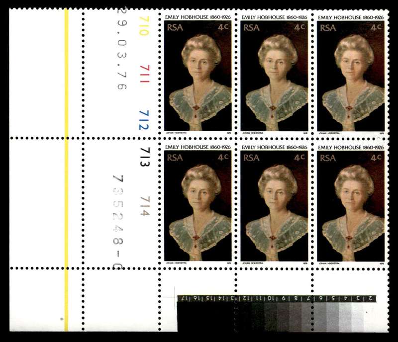 RSA 1976/03/29 50th Death Anniversary of Emily Hobhouse 4c Cyl No 710 711 712 712 714
