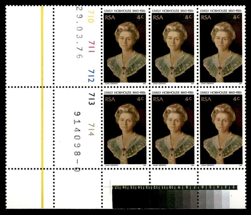 RSA 1976/03/29 50th Death Anniversary of Emily Hobhouse 4c Cyl No 710 711 712 712 714