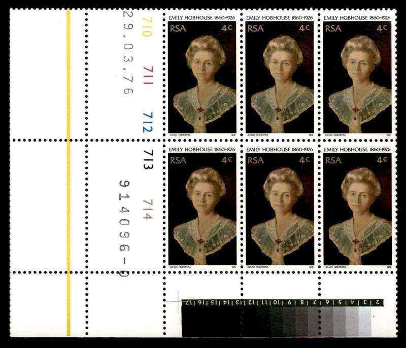RSA 1976/03/29 50th Death Anniversary of Emily Hobhouse 4c Cyl No 710 711 712 712 714
