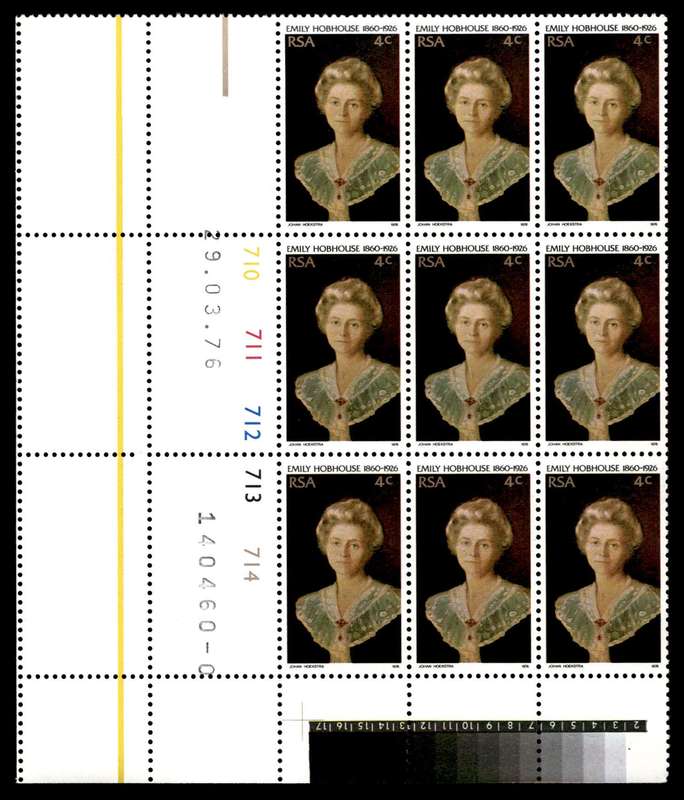 RSA 1976/03/29 50th Death Anniversary of Emily Hobhouse 4c Cyl No 710 711 712 712 714