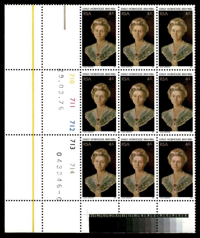 RSA 1976/03/29 50th Death Anniversary of Emily Hobhouse 4c Cyl No 710 711 712 712 714