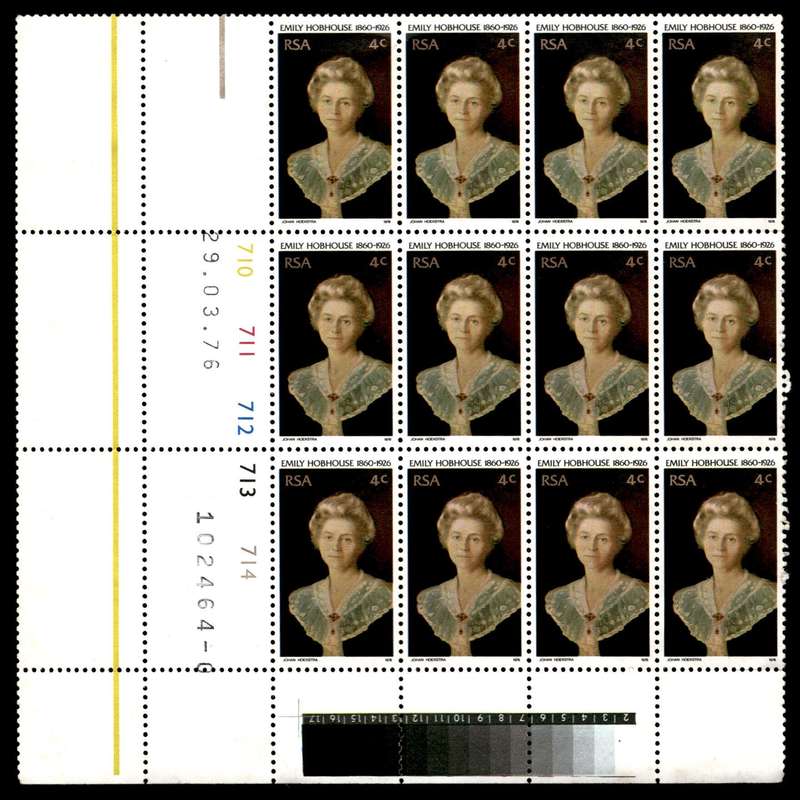 RSA 1976/03/29 50th Death Anniversary of Emily Hobhouse 4c Cyl No 710 711 712 712 714