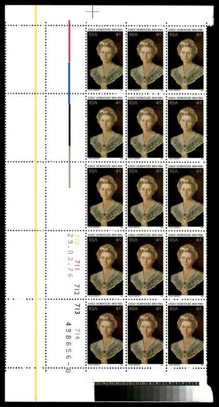 RSA 1976/03/29 50th Death Anniversary of Emily Hobhouse 4c Cyl No 710 711 712 712 714