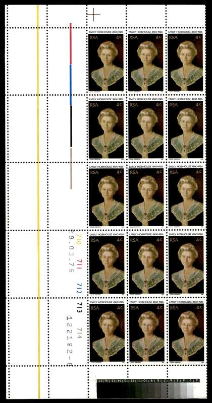 RSA 1976/03/29 50th Death Anniversary of Emily Hobhouse 4c Cyl No 710 711 712 712 714