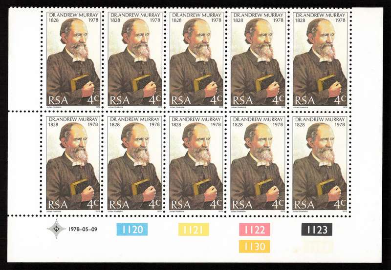RSA 1978/05/09 Tribute to Dr. A. Murray 4c Cyl 1120 1121 1120 1123 1130 *10 stamps