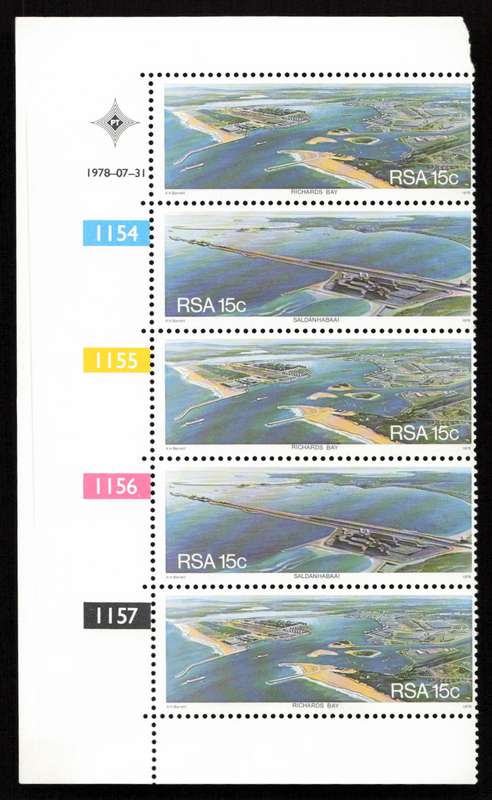 RSA 1978/07/31 Richards bay, Saldanha Bay 15c Cyl 1154 1155 1156 1157