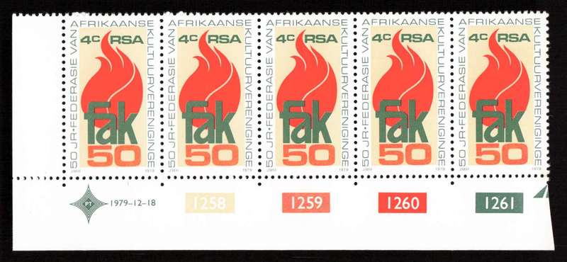 RSA 1979/12/18 Federation of Afrikaans Cultural Societies (F.A.K.) 4c Cyl 1258 - 1261