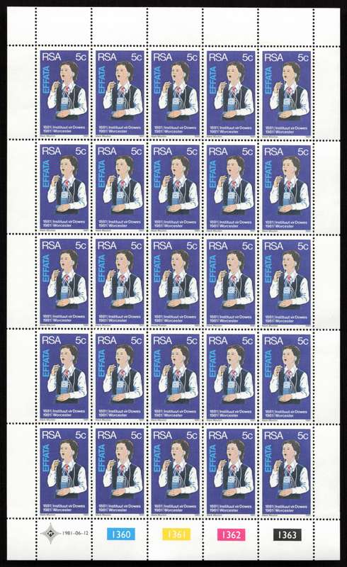 RSA 1981/06/12 Centenary of Institutes for the Deaf and Blind Control Block Set *Complete sheets