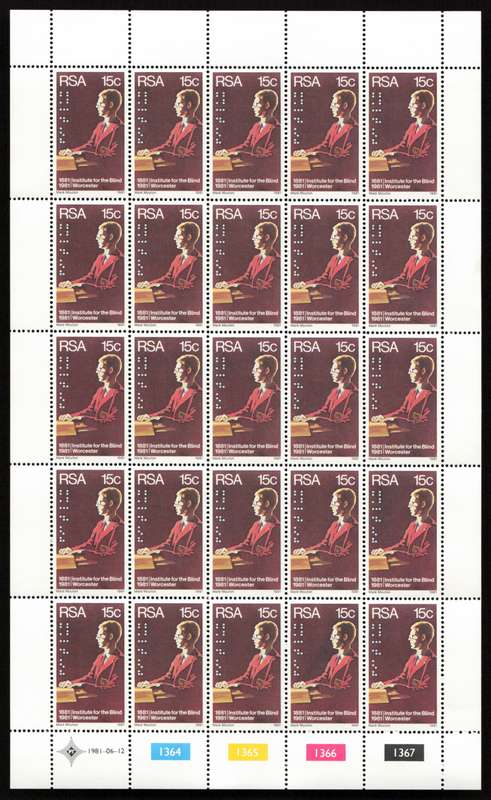 RSA 1981/06/12 Centenary of Institutes for the Deaf and Blind Control Block Set *Complete sheets