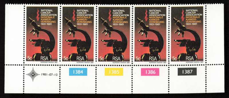 RSA 1981/07/10 50th Anniversary of National Cancer Association 5c Cyl 1384 - 1387
