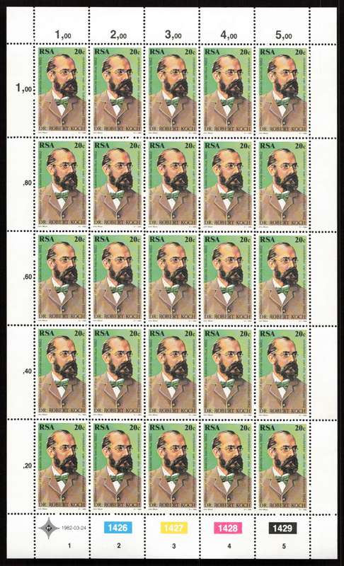 RSA 1982/03/24 Centenary of Discovery of Turbercle Bacillus by Dr. Robert Koch 1882 20c Cyl 1426 -14