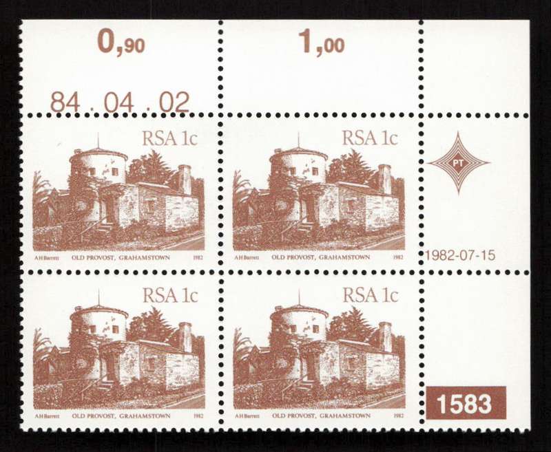 RSA 1984/04/02 4th Definitive Issue South African Architecture 1c Plate 1583
